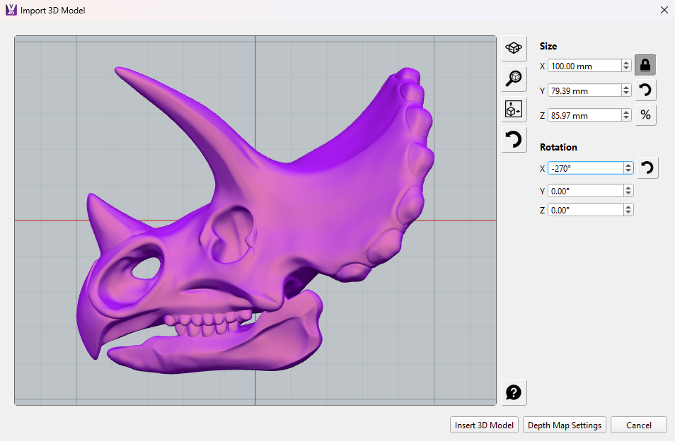 Image of Import 3D Model window