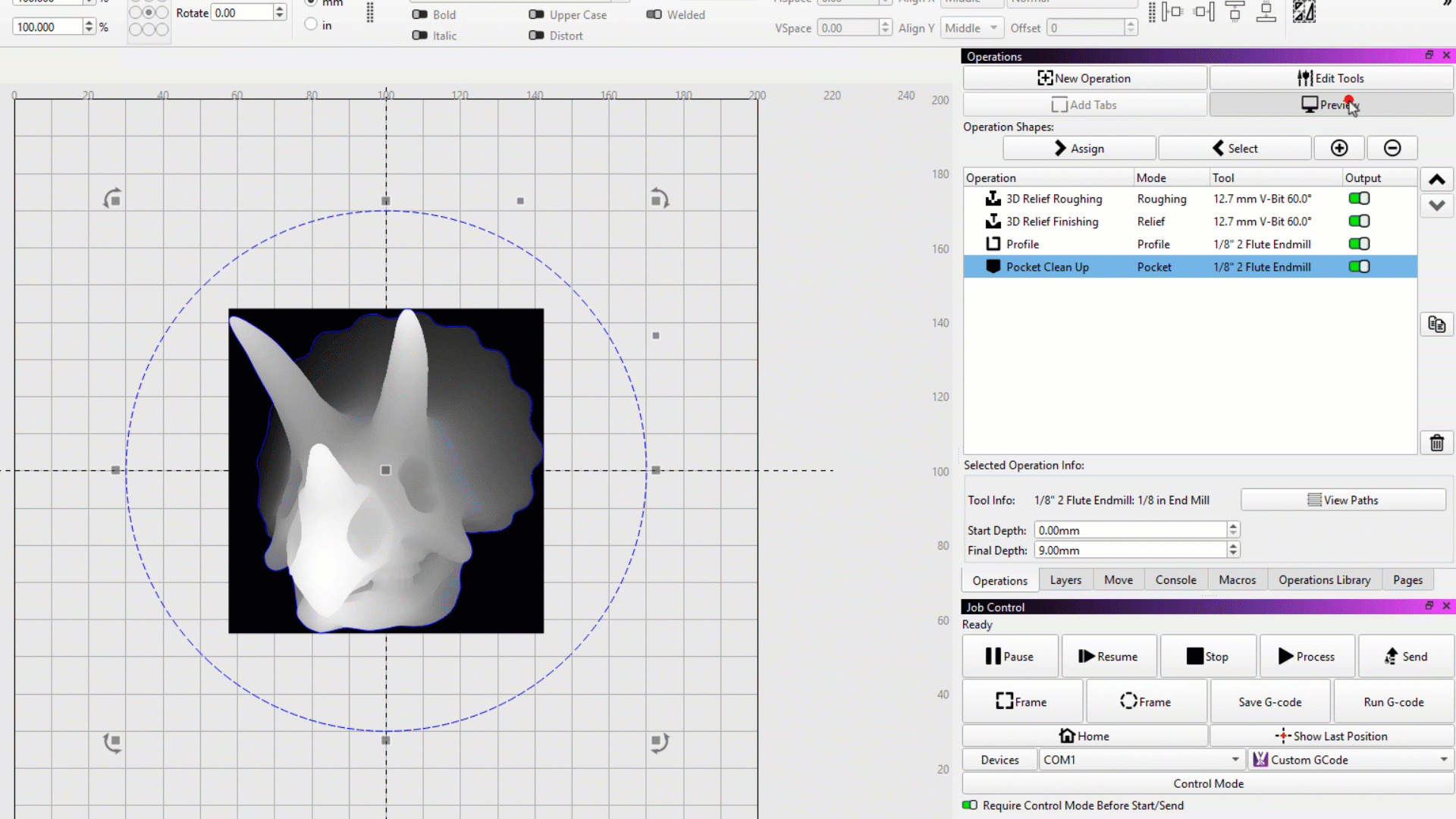 GIF of upcoming 3D Relief Carving operations in MillMage