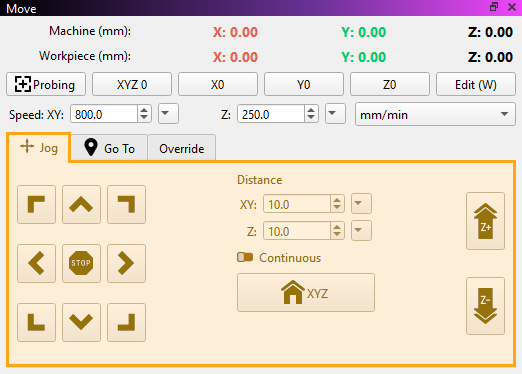 Screenshot of Jog controls in Control Mode Move window