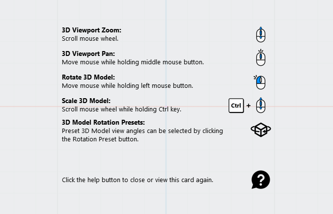 Screenshot of Import 3D Model help screen