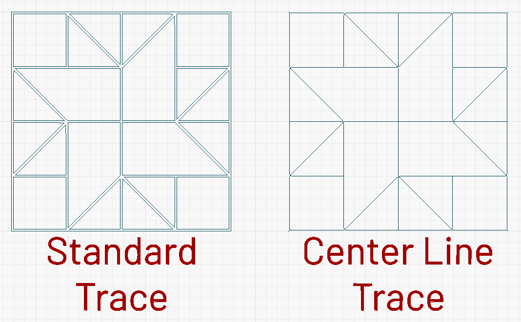 center line and standard trace comparison